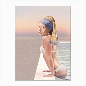 Girl With Pearl Earring 2.0 - Bikini Style - Johannes Vermeer - Pop-Art - Photo-Collage Canvas Print