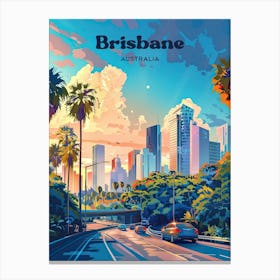 Brisbane Australia Summer Digital Travel Illustration Canvas Print