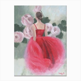 Woman In Red Dress Canvas Print