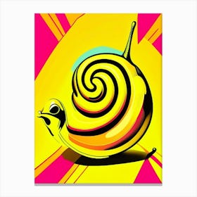 Snail With Yellow Background Pop Art Canvas Print