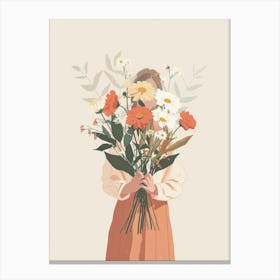 Spring Girl With Wild Flowers 8 Canvas Print