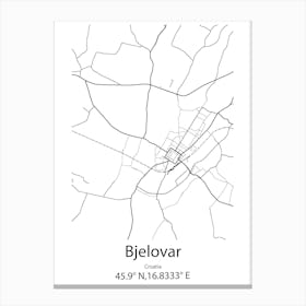 Bjelovar,Croatia Minimalist Map Canvas Print