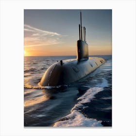 Submarine At Sunset-Reimagined 2 Canvas Print