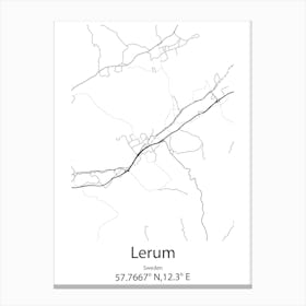 Lerum,Sweden Minimalist Map Canvas Print