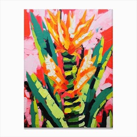 Cactus Painting Zebra Cactus 3 Canvas Print