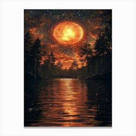 Starry Sky Over A Lake Canvas Print