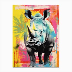 Rhino Pop Art Screen Print Inspired  2 Canvas Print