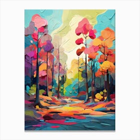 Default Abstract Painting Of A Cartoon Forest With Trees In Br 1 (1) Canvas Print