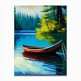 Canoe On Lake Water Waterscape Impressionism 1 Canvas Print