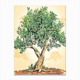 Olive Tree Storybook Illustration 1 Canvas Print