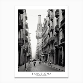 Poster Of Barcelona, Black And White Analogue Photograph 1 Canvas Print