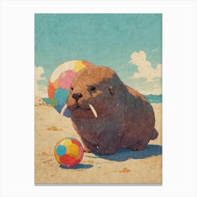 Walrus On The Beach Canvas Print