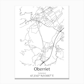 Oberriet,Switzerland Minimalist Map Canvas Print