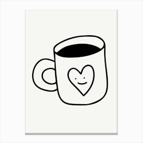 Coffee Cup With Heart Illustration Canvas Print