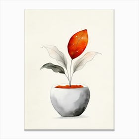 Watercolor Plant In A Bowl Canvas Print