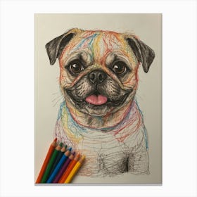 Pug Drawing Canvas Print