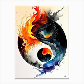 Fire And Water 7 Yin And Yang Japanese Ink Canvas Print