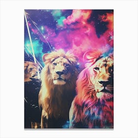 Lion Zodiac Retro Collage 1 Canvas Print