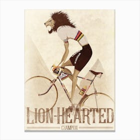 Lion Hearted Vintage Style Cyclist Canvas Print
