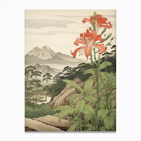 Himeyuri Okinawan Lily Japanese Botanical Illustration Canvas Print