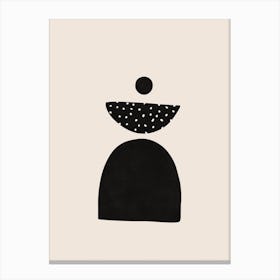 Black Half Moons And Dots Canvas Print