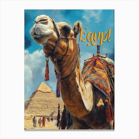 Egypt Giza Pyramids Vintage Travel Poster Canvas Print