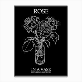 Rose In A Vase Line Drawing 6 Poster Inverted Canvas Print