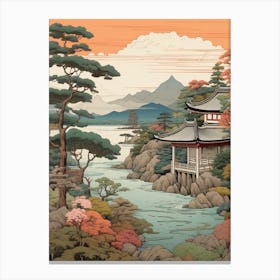 Amanohashidate In Kyoto, Ukiyo E Drawing 7 Canvas Print