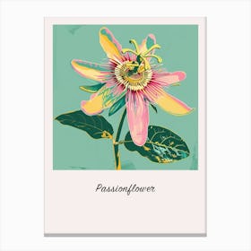Passionflower Square Flower Illustration Poster Canvas Print
