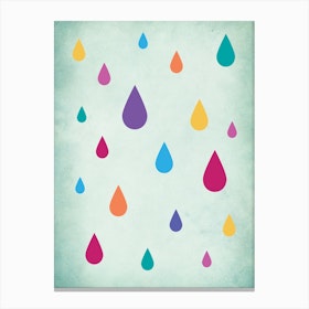Rainbow Raindrops Nursery Canvas Print