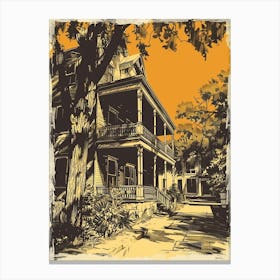 Duotone Illustration Rainey Street Historic District Austin Texas 5 Canvas Print