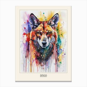 Dingo Colourful Watercolour 4 Poster Canvas Print