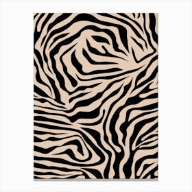 Zebra Stripes Beige And Black Canvas Print