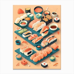 Sushi Illustration Canvas Print