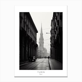 Poster Of Turin, Italy, Black And White Analogue Photography 2 Canvas Print