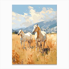 Horses Painting In Queenstown, New Zealand 3 Canvas Print