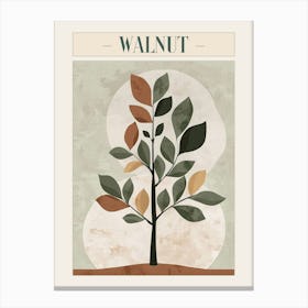 Walnut Tree Minimal Japandi Illustration 4 Poster Canvas Print