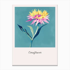 Cornflower 1 Square Flower Illustration Poster Canvas Print