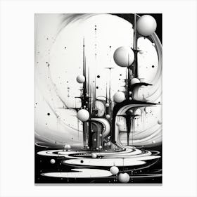 Parallel Universes Abstract Black And White 16 Canvas Print