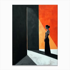 Woman In Black, Minimalism 1 Canvas Print