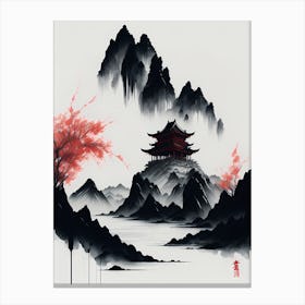 Chinese Landscape Mountains Ink Painting (10) Canvas Print