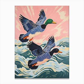 Vintage Japanese Inspired Bird Print Mallard Duck 1 Canvas Print