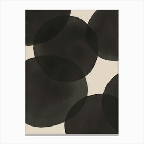 Beige Black Circles Canvas Print