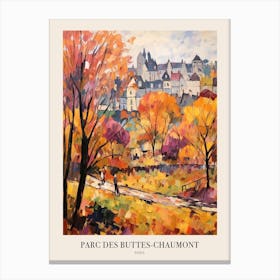 Autumn City Park Painting Parc Des Buttes Chaumont Paris France 2 Poster Canvas Print