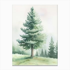 Douglas Fir Tree Atmospheric Watercolour Painting 4 Canvas Print