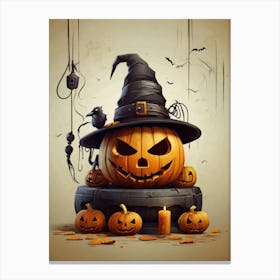 Halloween Pumpkin Hat 1 Canvas Print
