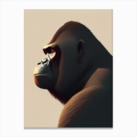 Side Profile Of A Gorilla, Gorillas Cute Kawaii Canvas Print