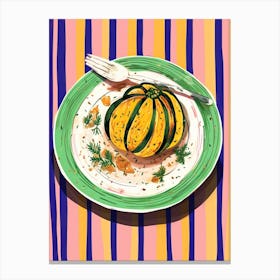 A Plate Of Pumpkins, Autumn Food Illustration Top View 36 Canvas Print