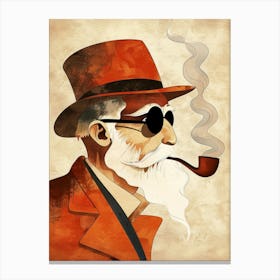 Old Man Smoking A Pipe 1 Canvas Print