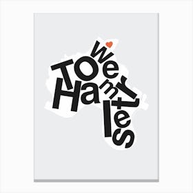 Tower Hamlets Type Map Canvas Print